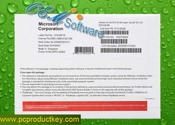 영국 버전 Windows 서버 2012 R2 표준 Oem Std 운영 체계